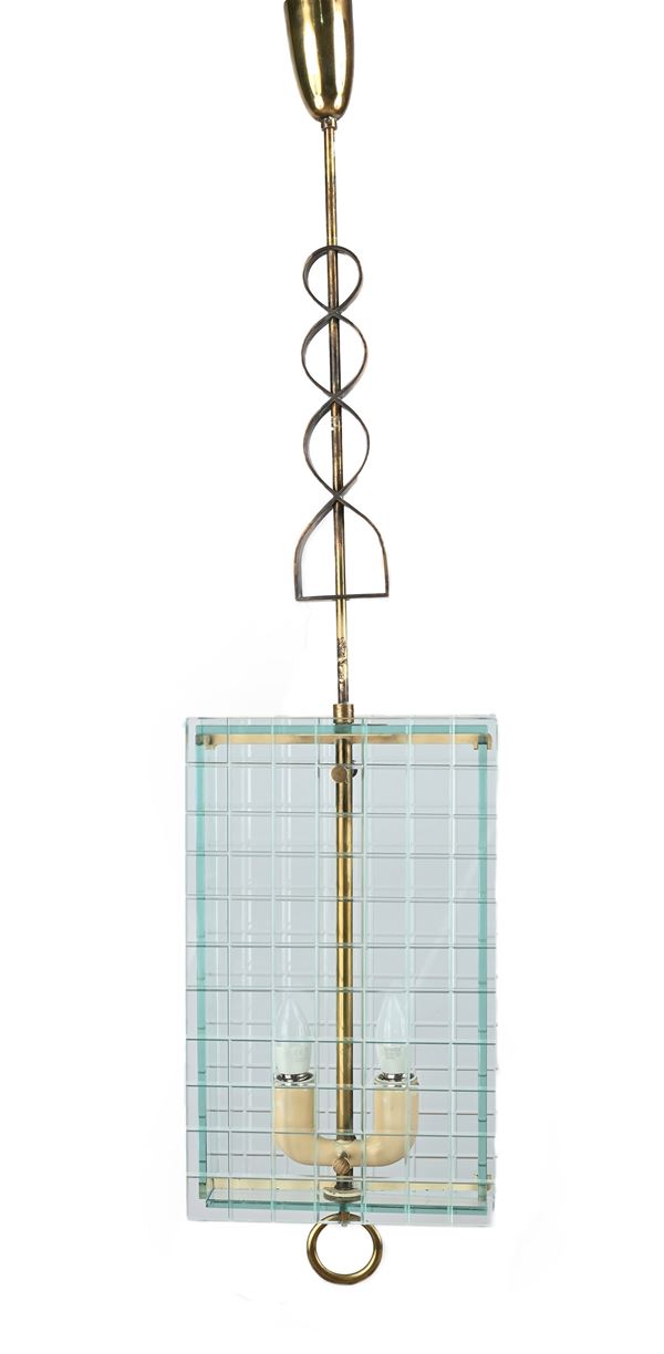 Gi&#242; Ponti - Lampadario a sospensione in vetro e ottone