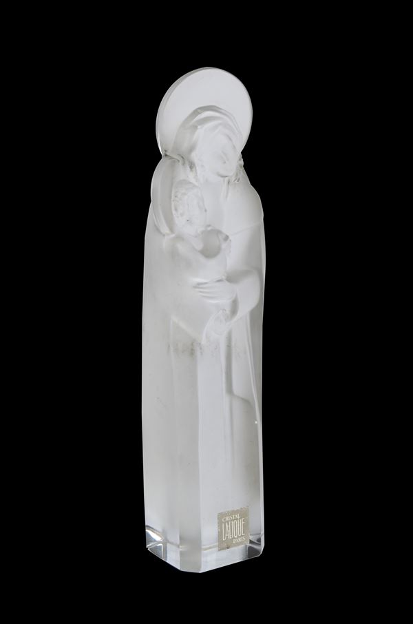 Ren&#233; Jules Lalique - Madonna col Bambino in cristallo satinato, Francia, XX secolo