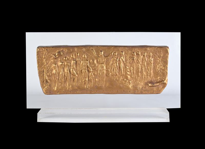 Pericle Fazzini - Placca di Gesso e Oro Zecchino Montato su Plexsiglas Firmato, Itaia, Prima Meta...