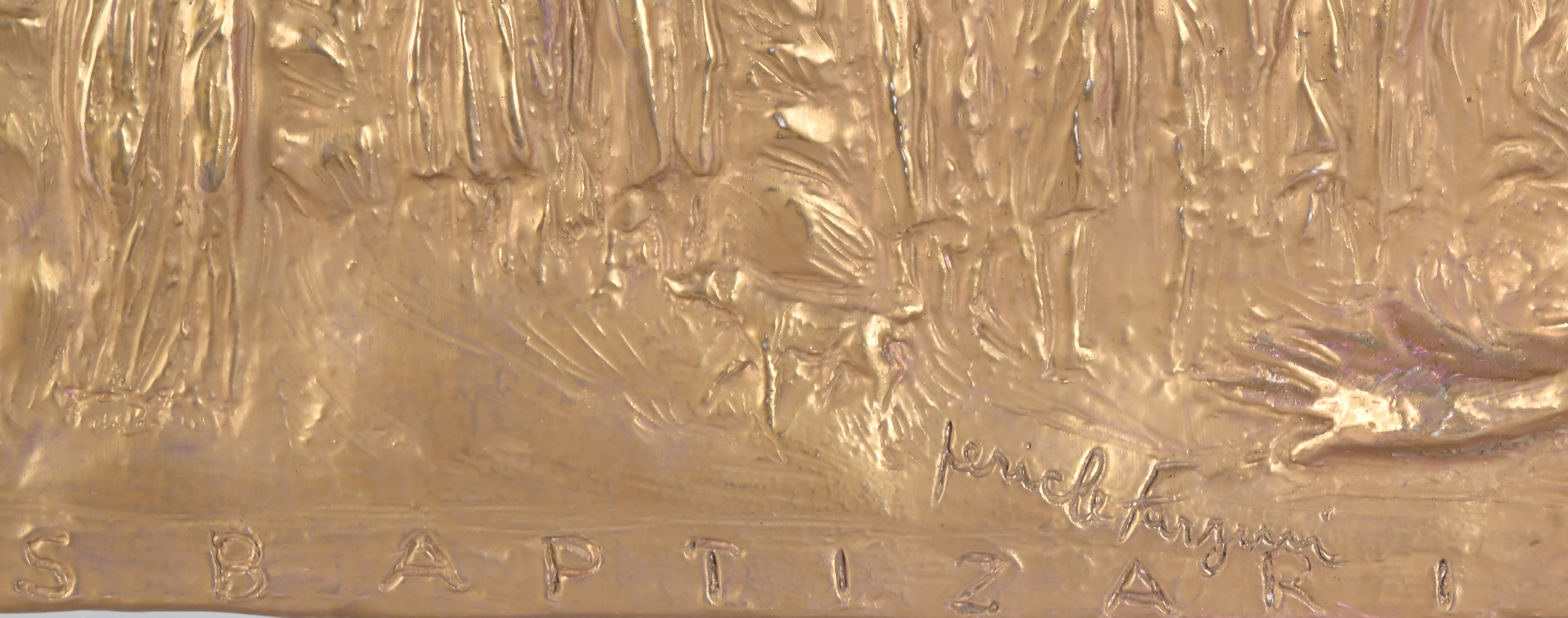 Pericle Fazzini - Placca di Gesso e Oro Zecchino Montato su Plexsiglas Firmato, Itaia, Prima Meta...