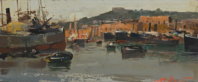 Ezelino Briante - Marina con Barche