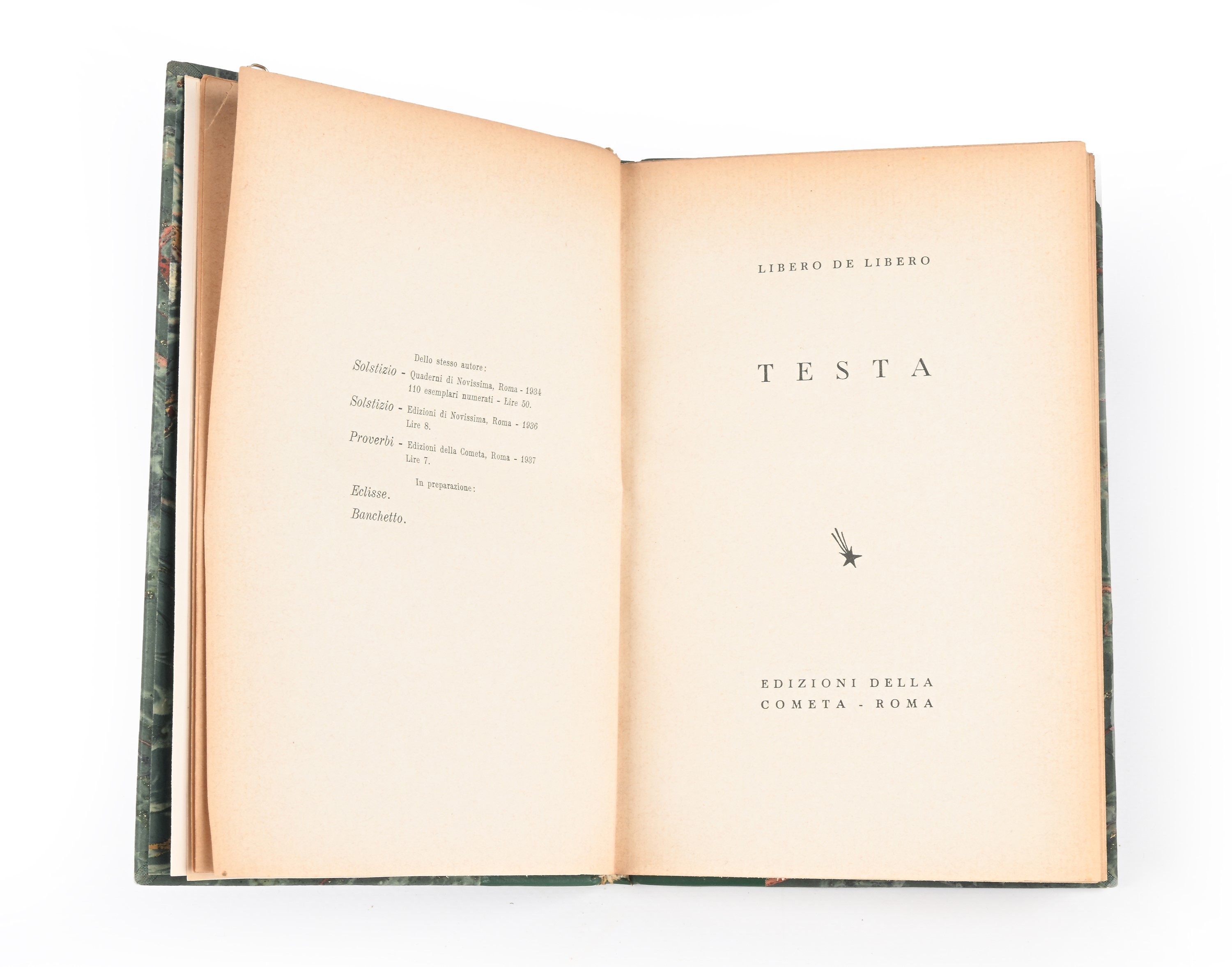 Libero De Libero - Testa - Edizioni della Cometa, 1938