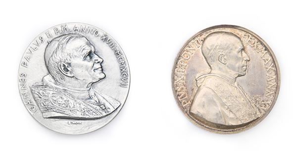 Medaglia in argento Pio XII A.XV e Giovanni Paolo II A.XVIII