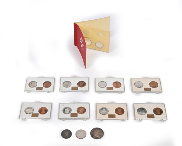 1 Scudo, 2 Scudi S.M.O.M 1965 e 1973; 8 serie da 9 Tarì e 10 Grani e 1 Lira Malta 1973