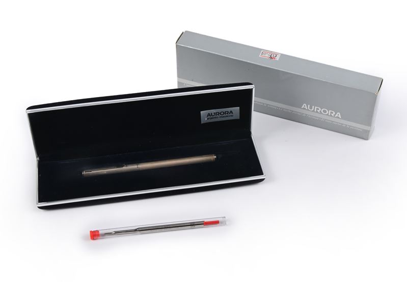 Aurora Argento - Penna a Sfera in Argento 925/000 con Meccanismo di Apertura a Roteazione