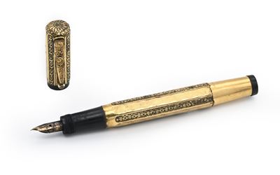 Waterman Ideal - Penna Stilografica Vintage in Metallo Laminato in Oro Giallo 18 Kt
