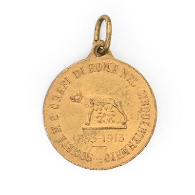 Società di Mutuo Soccorso Orafi di Roma, Medaglietta celebrativa del cinquantenario 1863–1913 in ...
