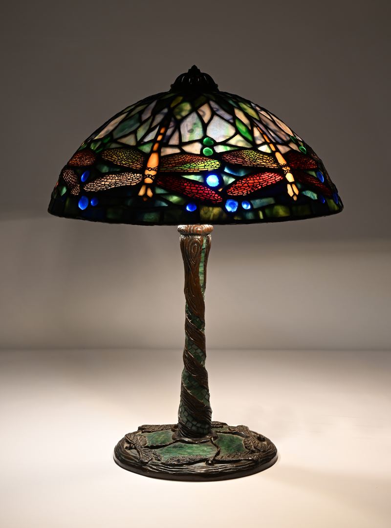 Lampada da Tavolo a Tre Luci Ad Imitazione della Tiffany Dragonflies