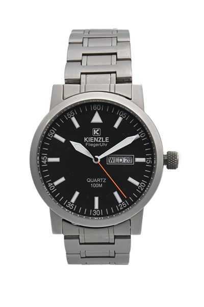 Kienzle Aviator Flieger - Orologio da Polso da Uomo al Quarzo in Acciaio Satinato con Datario e B...