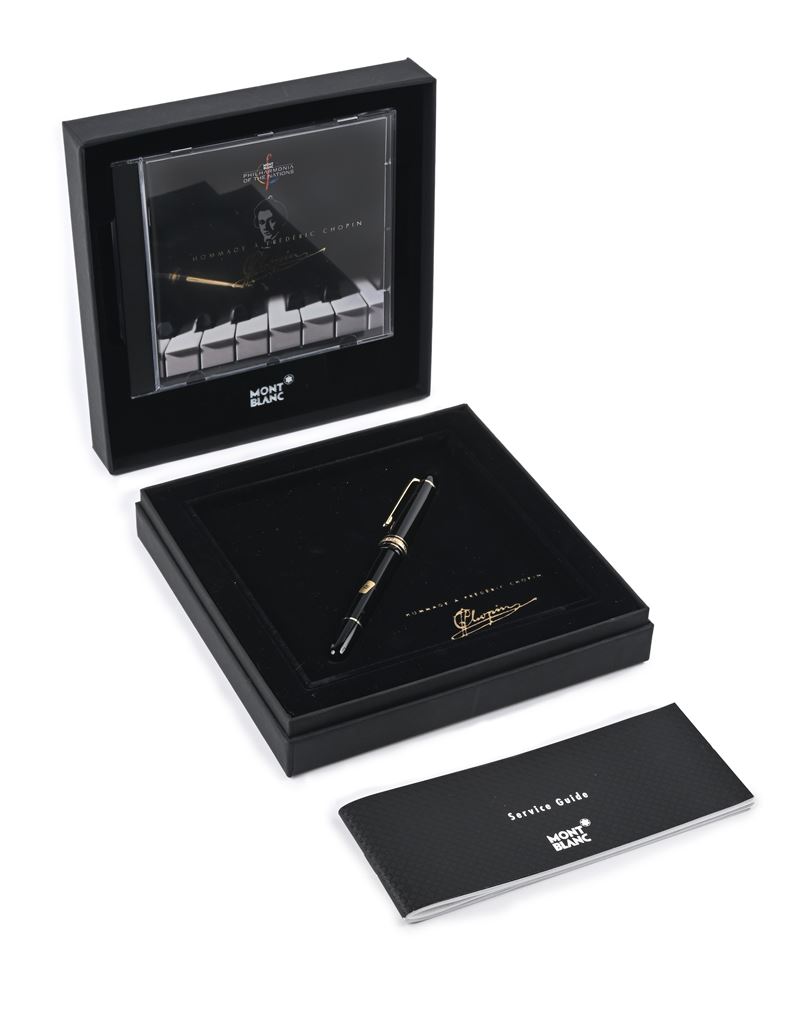 Montblanc Meisterstuck 145 Hommage a Frederic Chopin - Penna Stilografica in Vernice Nera con Par...
