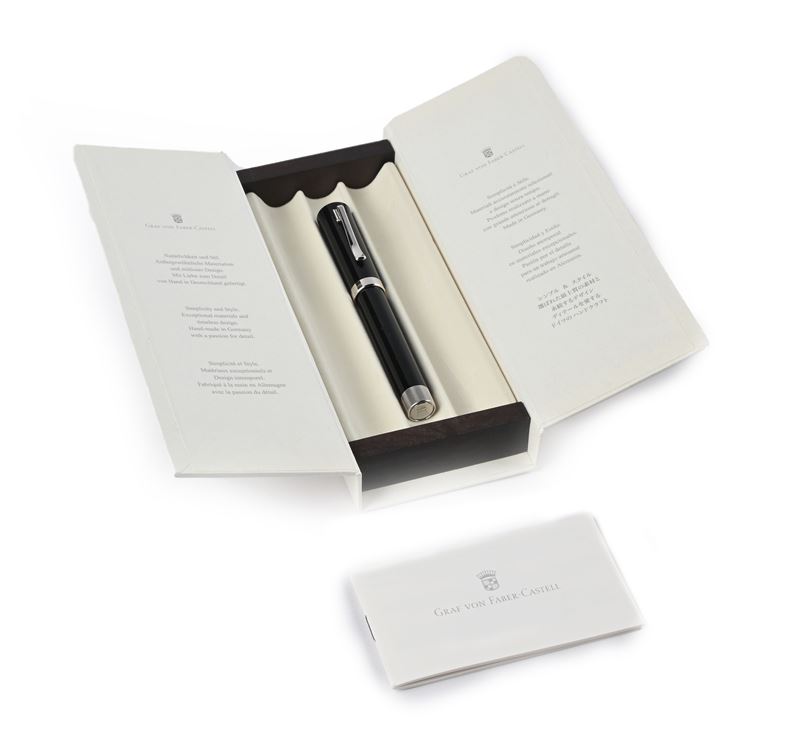 Graf Von Faber Castell Intuition - Penna Stilografica in Vernice Nera con Particolari Color Accia...