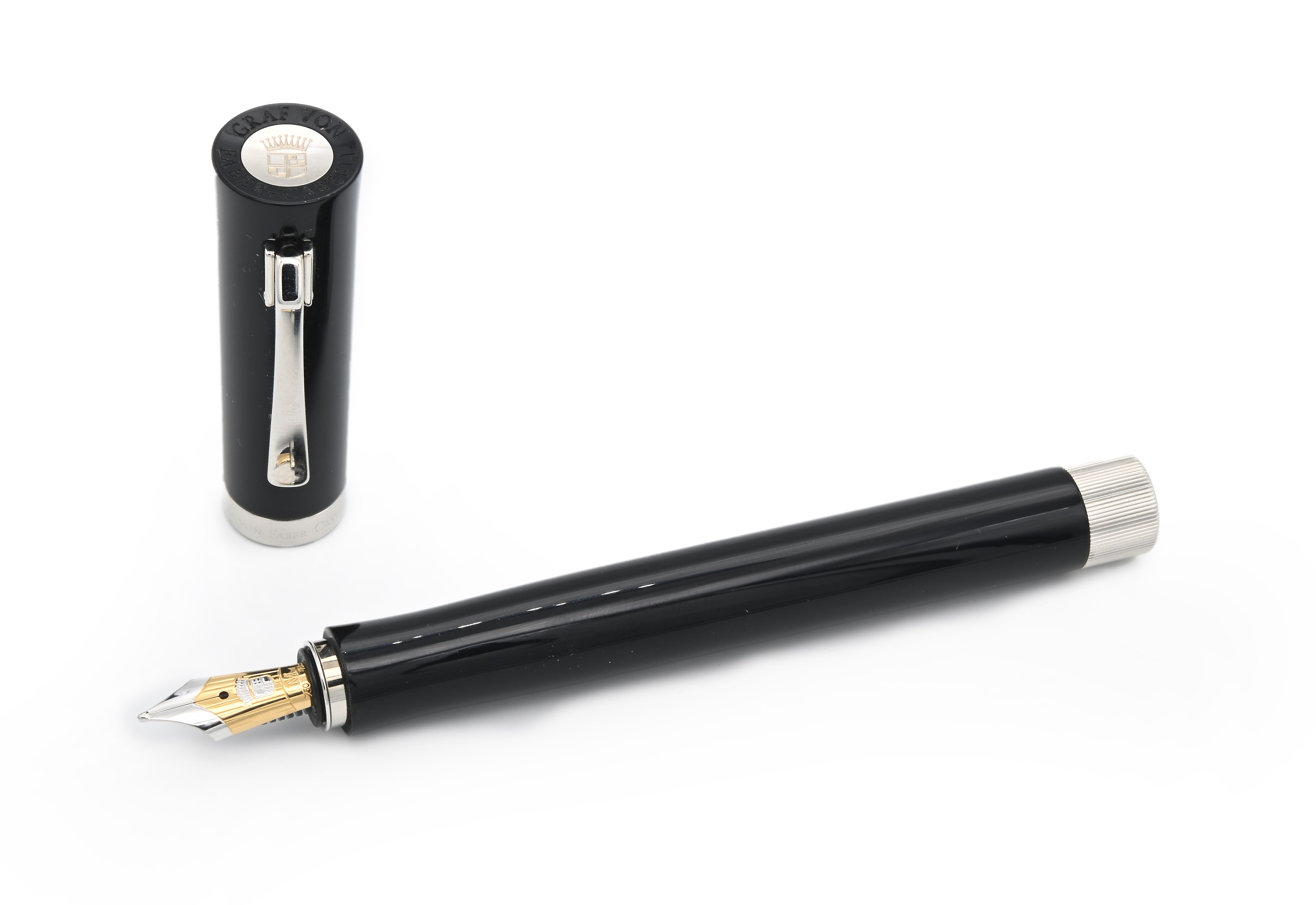 Graf Von Faber Castell Intuition - Penna Stilografica in Vernice Nera con Particolari Color Accia...