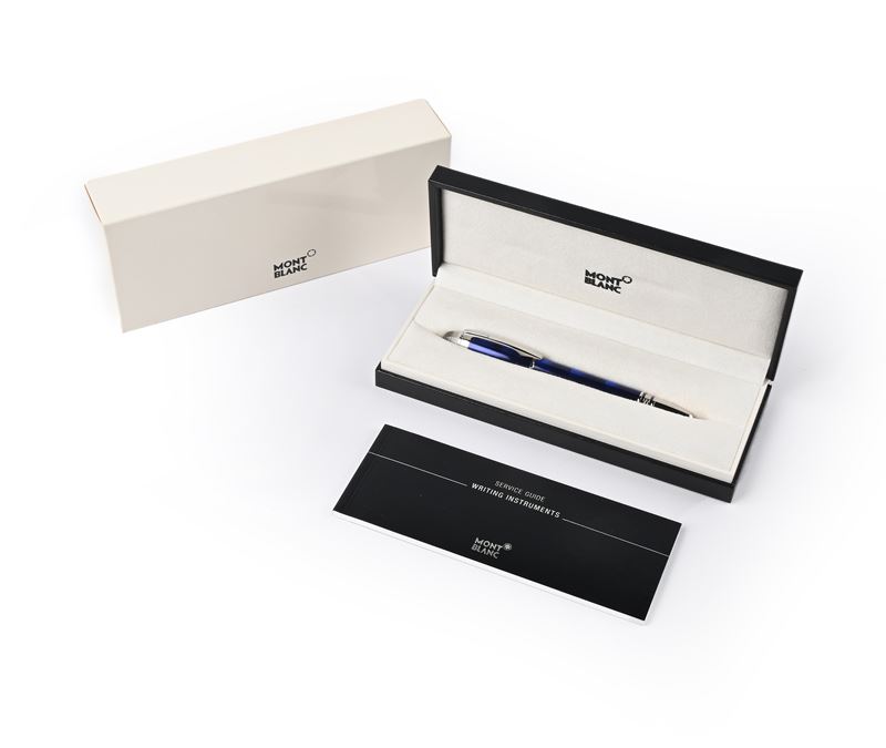 Montblanc Starwalker - Penna Stilografica in Resina Cool Blue con Particolari Finitura in Oro Bia...