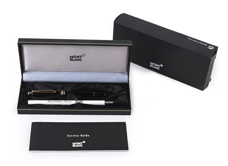 Montblanc Meisterstuck - Roller in Vernice Nera con Particolari Dorati