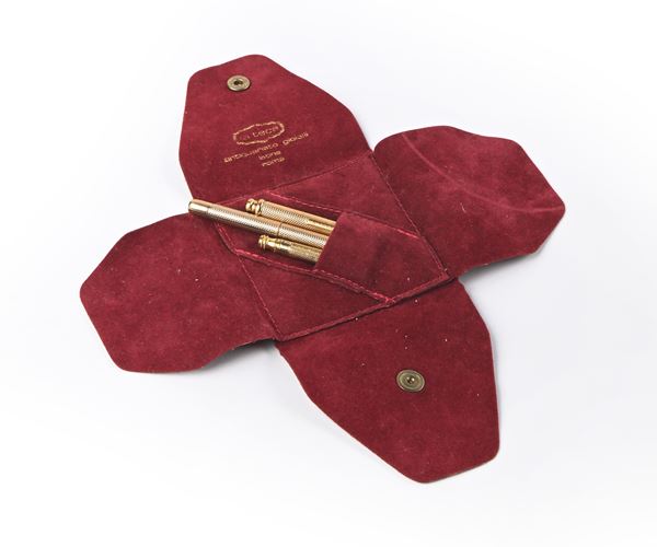 3 piccoli portamine vintage in metallo laminato in oro giallo (S.Mordan &Co.)