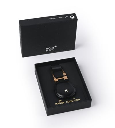 Montblanc Meisterstuck Leather Collection 14085 - Portachiavi in Metallo e Pelle di Vitello Nera ...