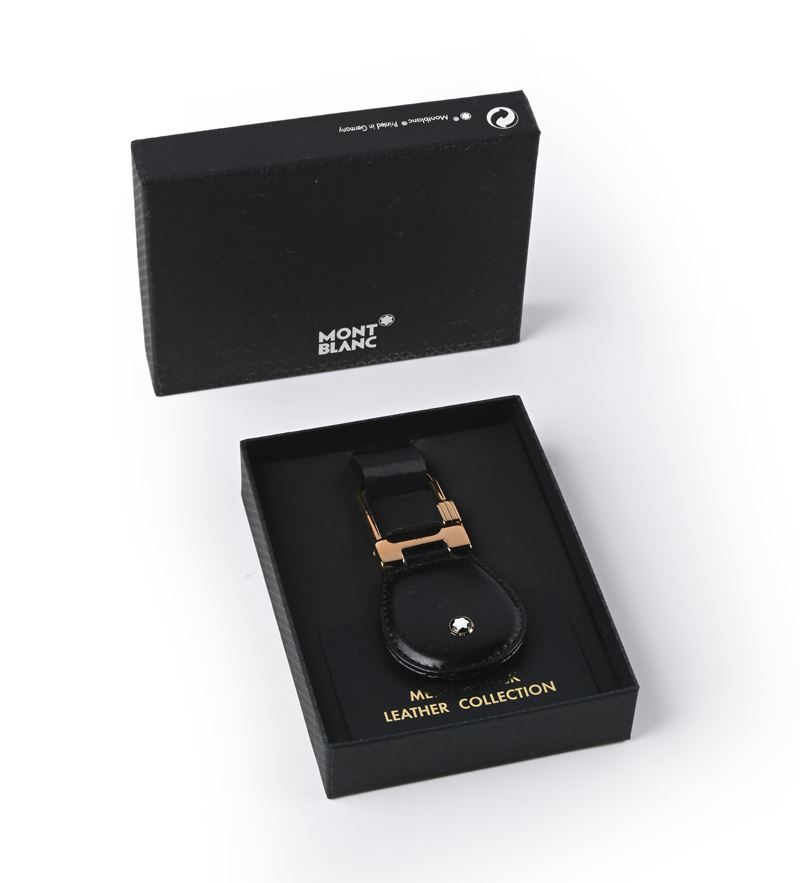 Montblanc Meisterstuck Leather Collection 14085 - Portachiavi in Metallo e Pelle di Vitello Nera ...