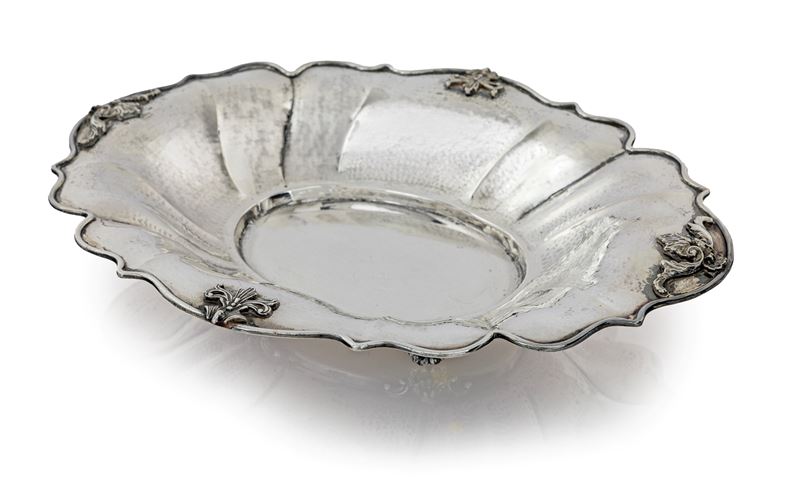 Alzata Centrotavola in Argento 800/000 Battuto a Mano