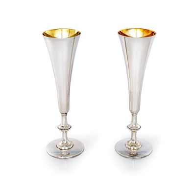 Coppia di Flutes in Argento 925/000, Bulgari, con Astuccio Originale