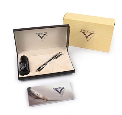 Visconti Istos Aracnis - Penna Stilografica con Fusto in Resina Nera Rivestita di Filigrana che I...