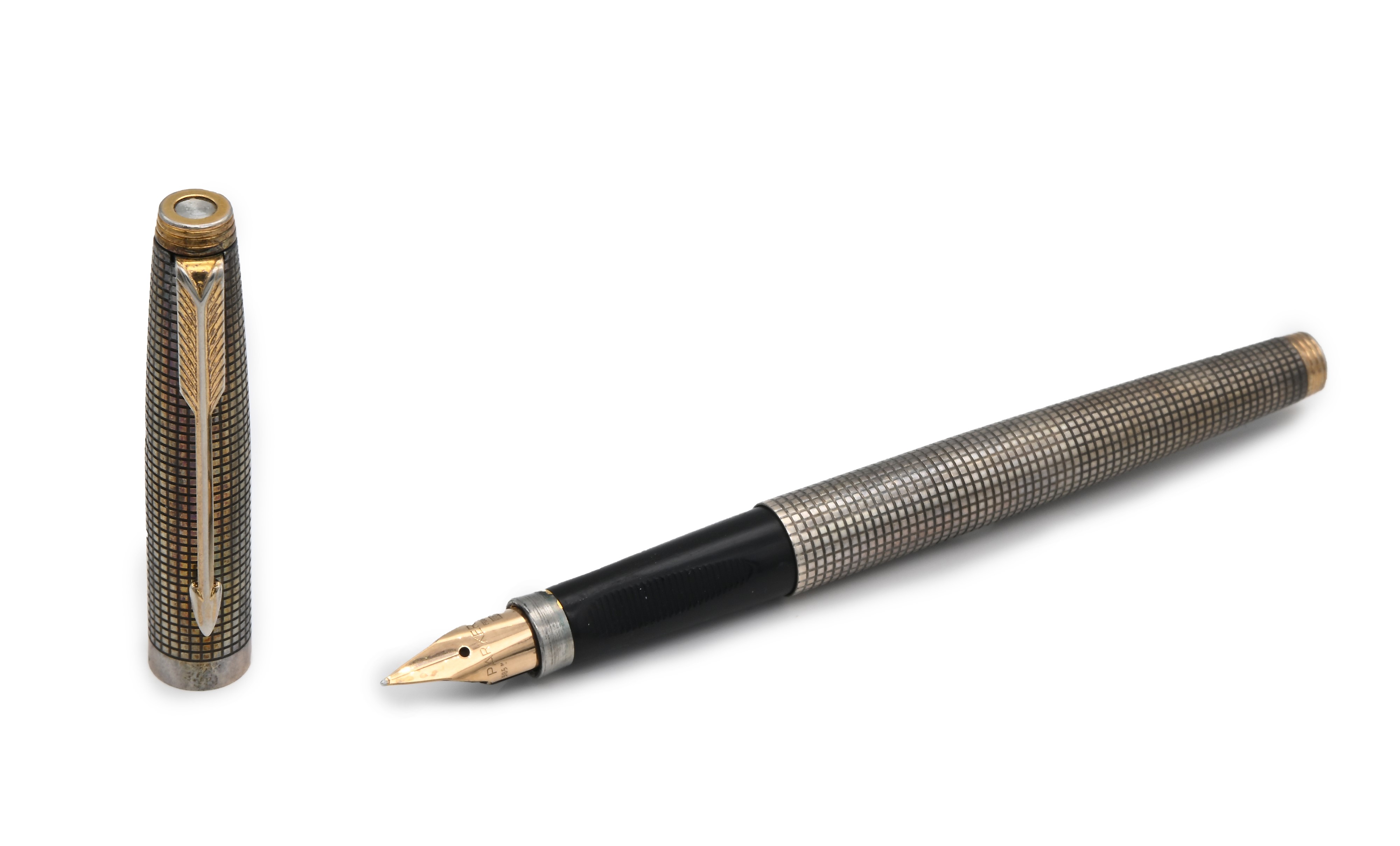 Parker 75 Ciselè - Penna Stilografica in Argento Sterling 925/000 con Particolari Dorati