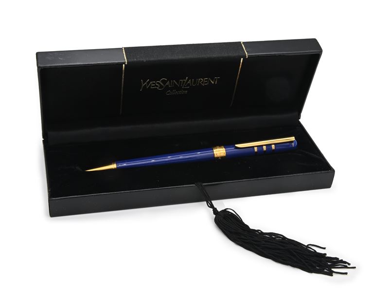 Yves Saint Laurent Collection - Penna a Sfera in Metallo e Smalto Lapislazzulo