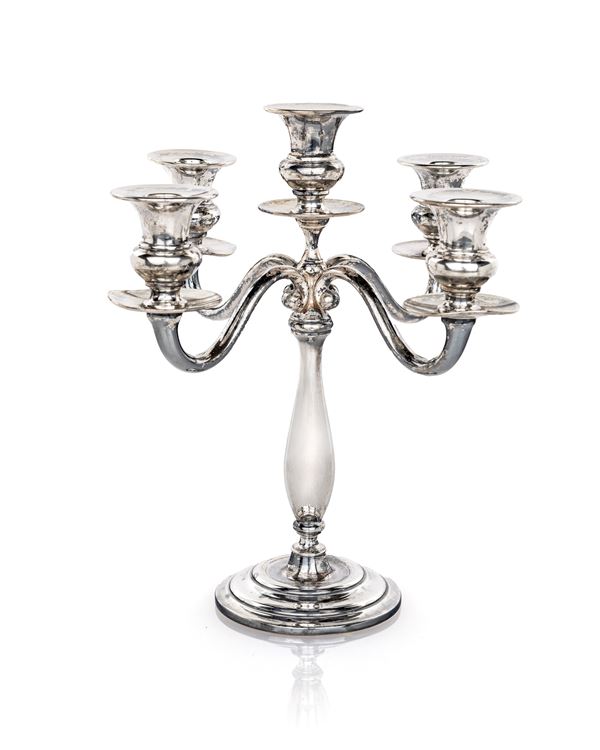Candelabro in argento 800/000 a cinque luci