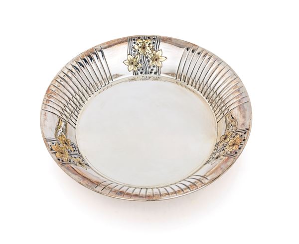 Centrotavola circolare in argento 800/000