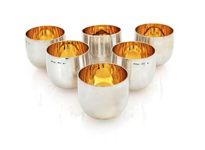 Sei Piccoli Goblets Basculanti in Argento 925/000, Bulgari, Anni Novanta