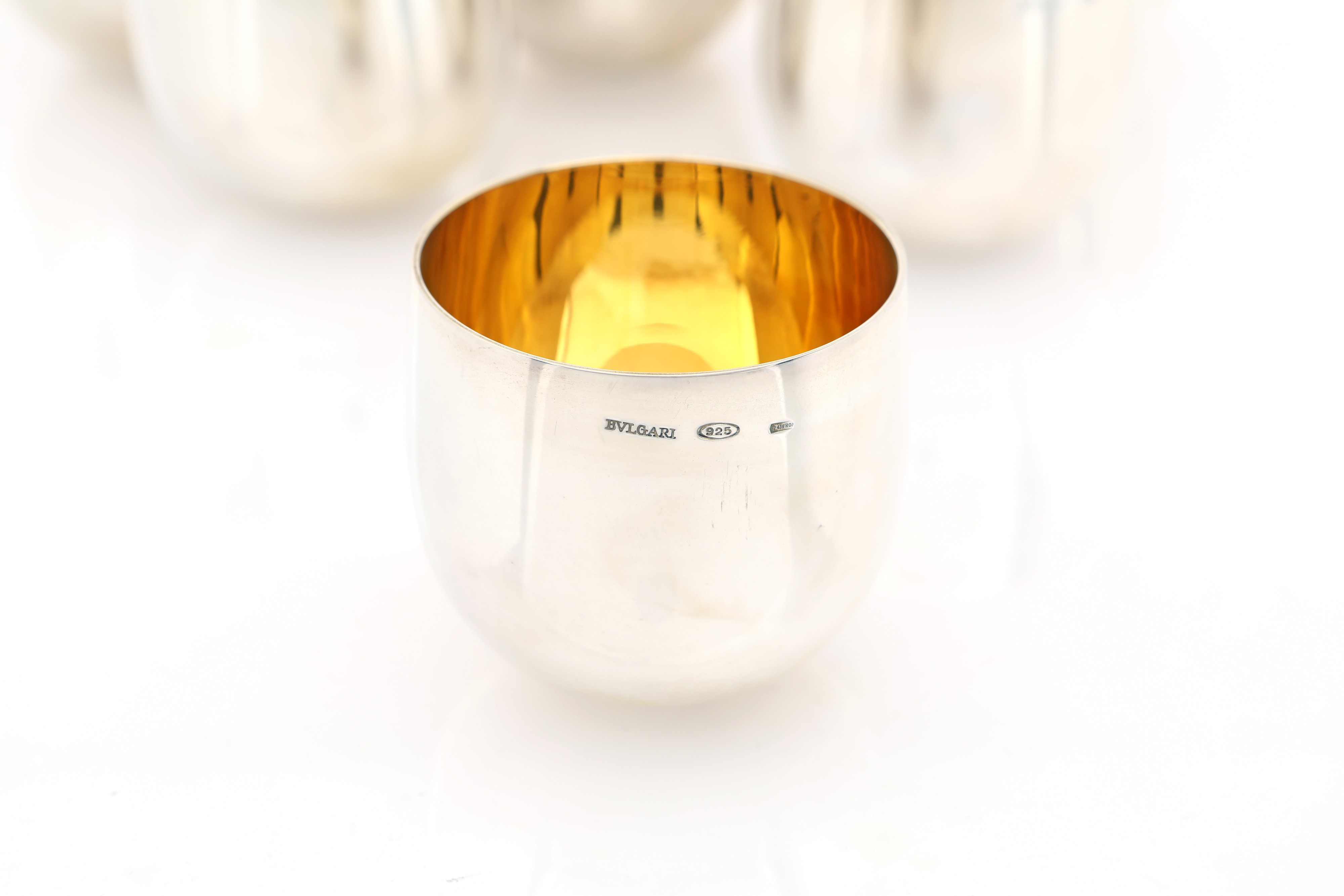 Sei Piccoli Goblets Basculanti in Argento 925/000, Bulgari, Anni Novanta