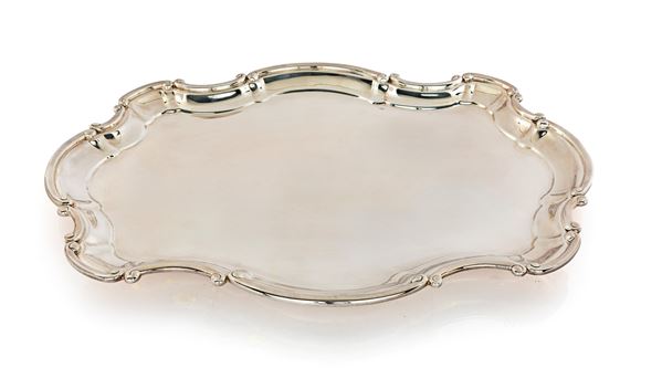 Vassoio sagomato in argento 925/000, Messulam Milano