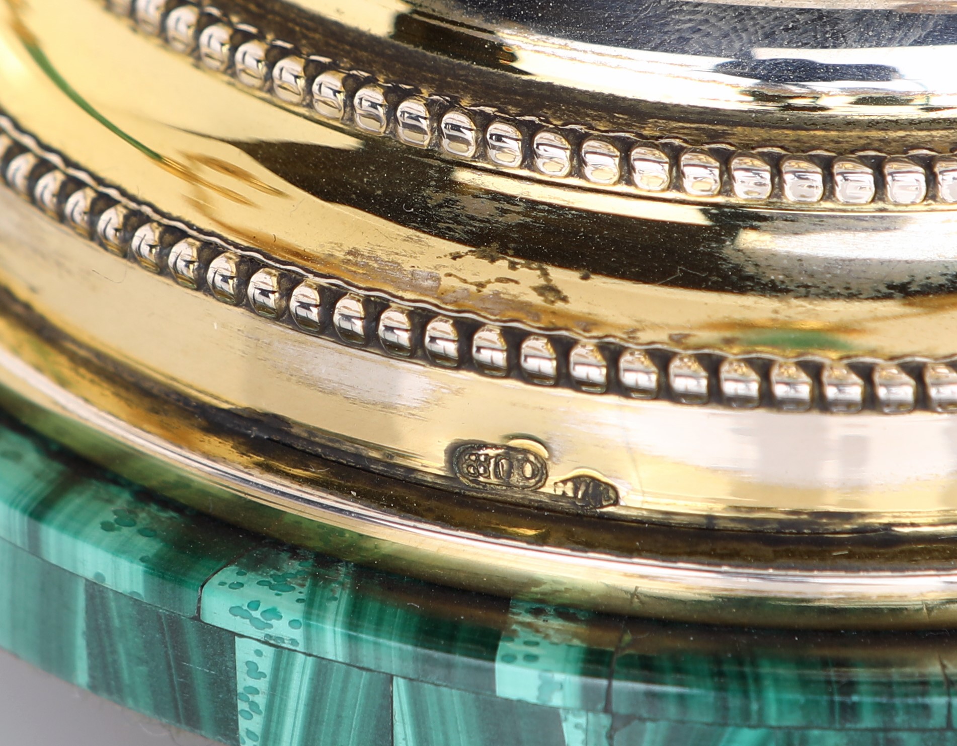 Coppia di Doppieri in Argento 800/000 Dorato e Malachite
