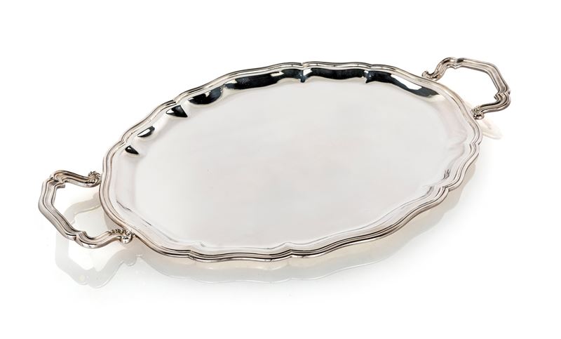 Vassoio Ovale Biansato in Argento 800/000