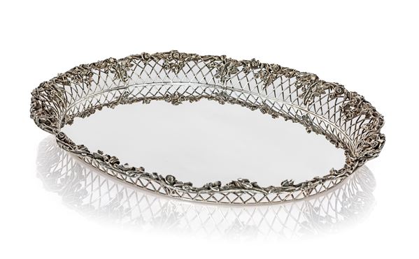 Vassoio ovale in argento 925/000, Messulam Milano per Bottega dell'Argento