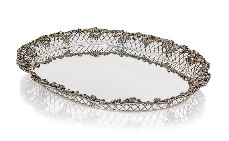 Vassoio Ovale in Argento 925/000, Messulam Milano per Bottega Dell'argento