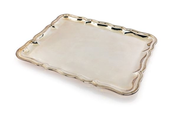 Vassoio rettangolare in argento 800/000