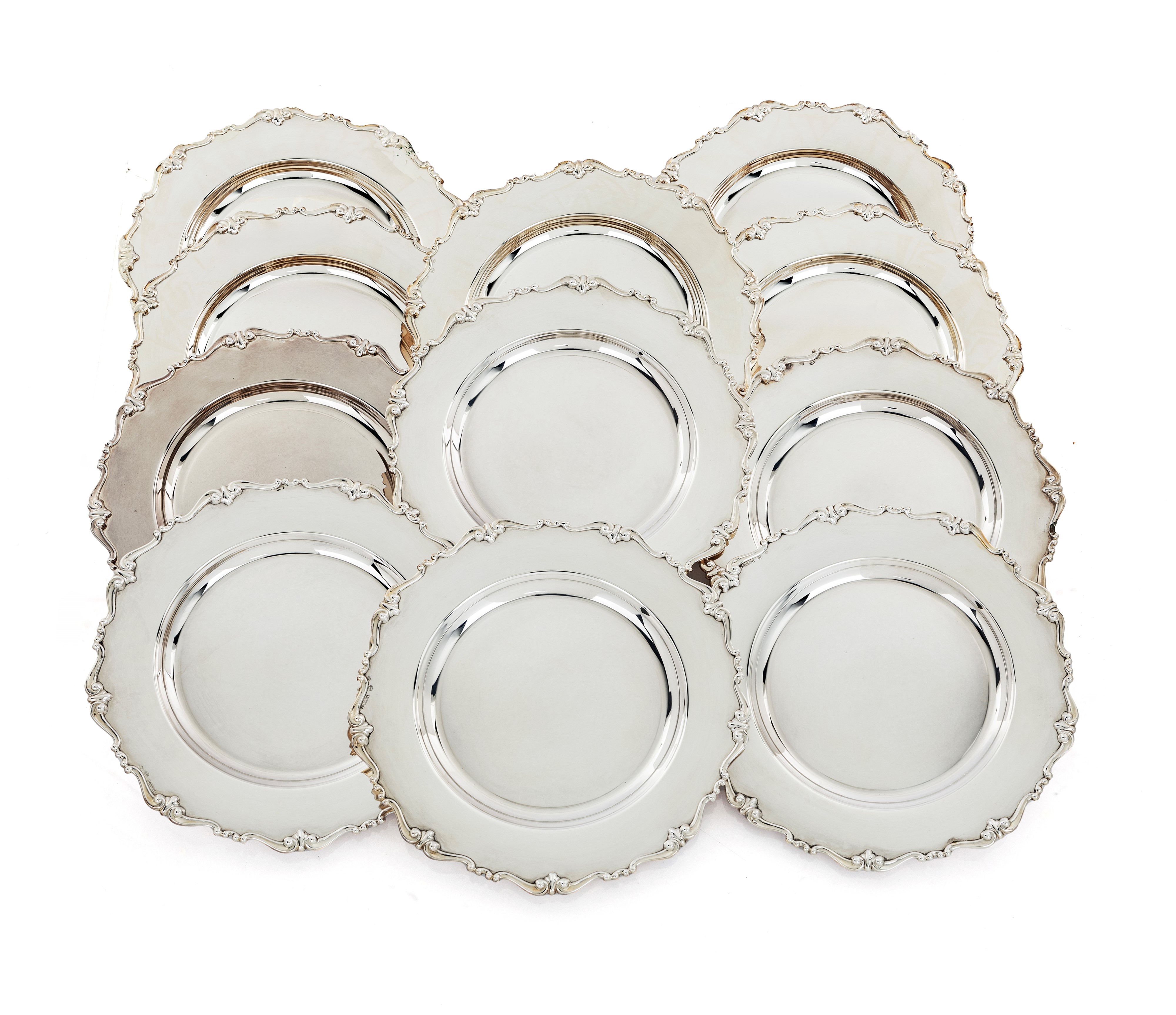 Undici Piatti da Dolce in Argento 800/000, Frugoni