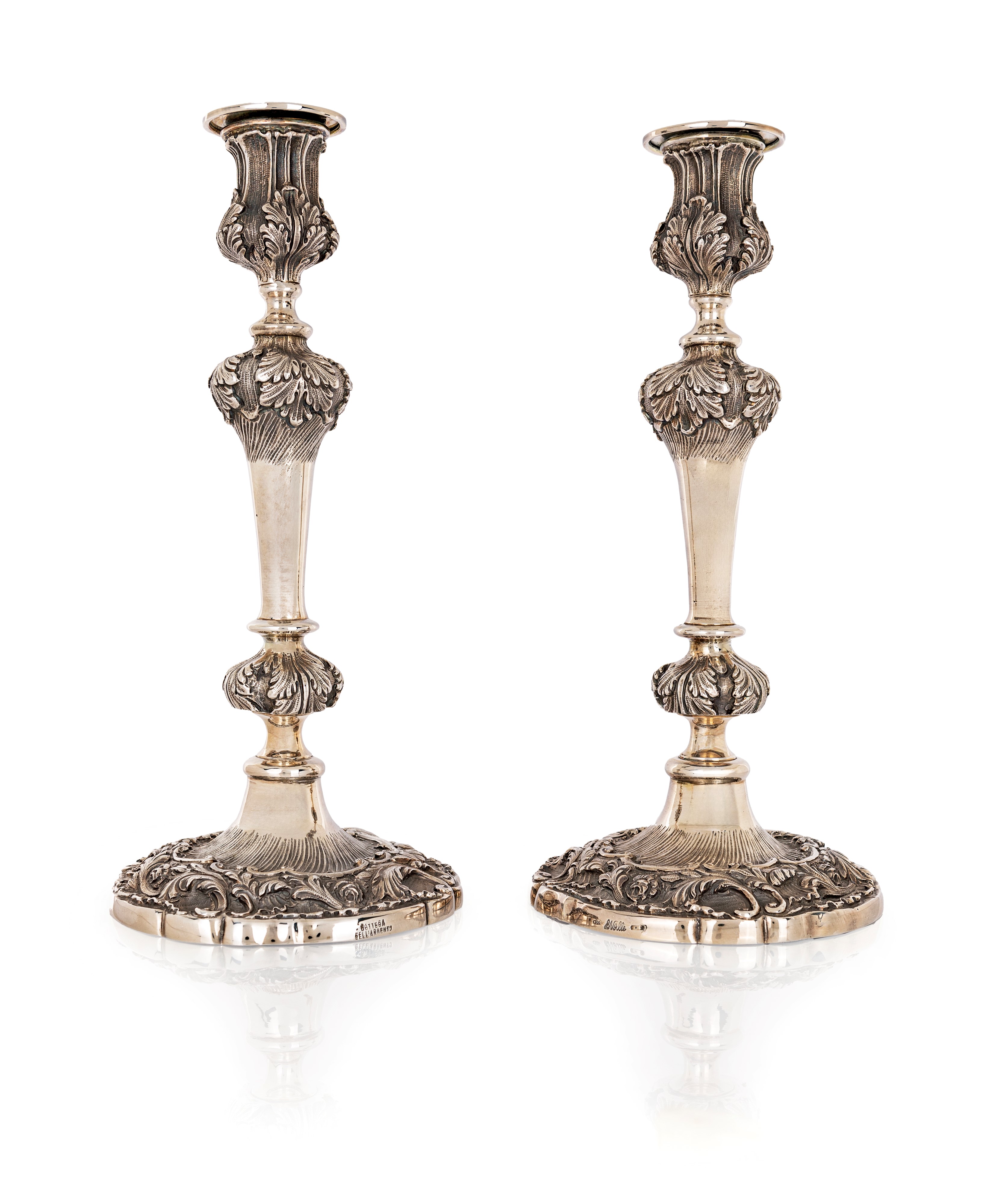 Coppia di Candelabri a Doppio Uso, Argentiere Vallè Milano per Bottega Dell'argento