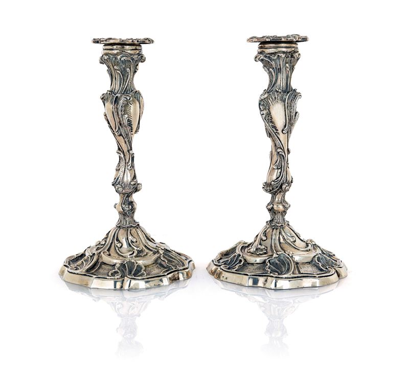 Coppia di Candelieri in Argento 800/000