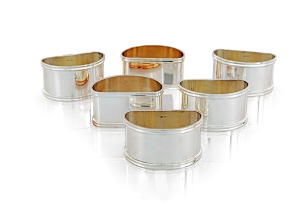 Sei anelli portatovagliolo a mezzaluna