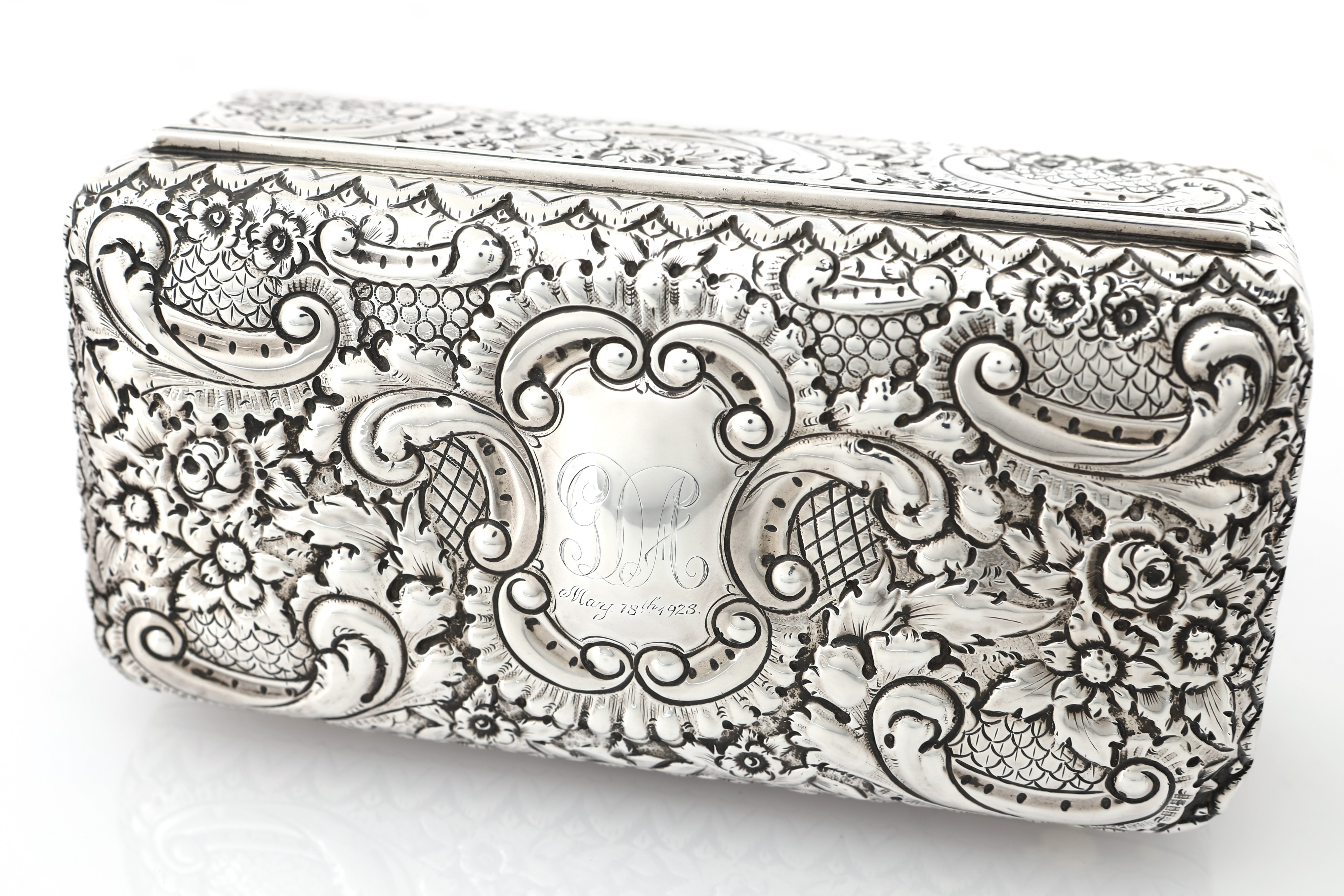 Scatola Rettangolare in Legno e Argento, Birmingham 1876
