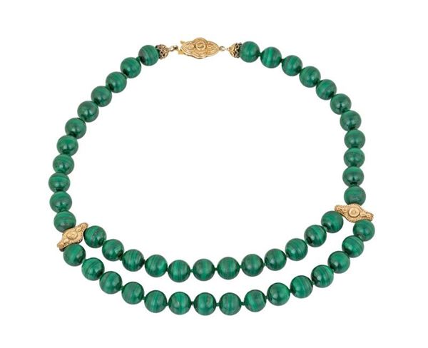 COLLANA IN MALACHITE E ARGENTO