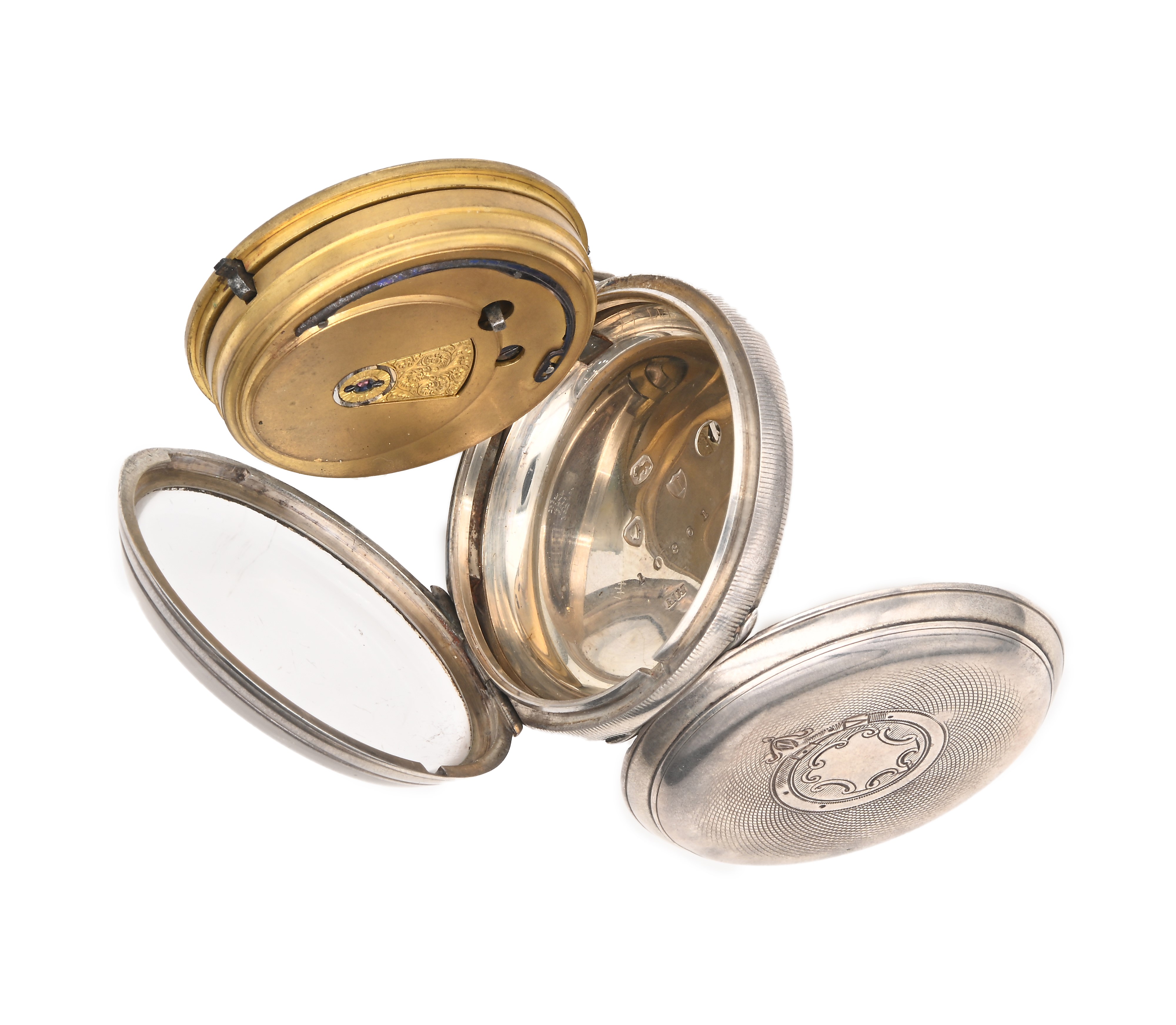 Orologio da tasca a chiavetta da uomo in argento con punzoni Londra 1884. Meccanica a conoide, sc...