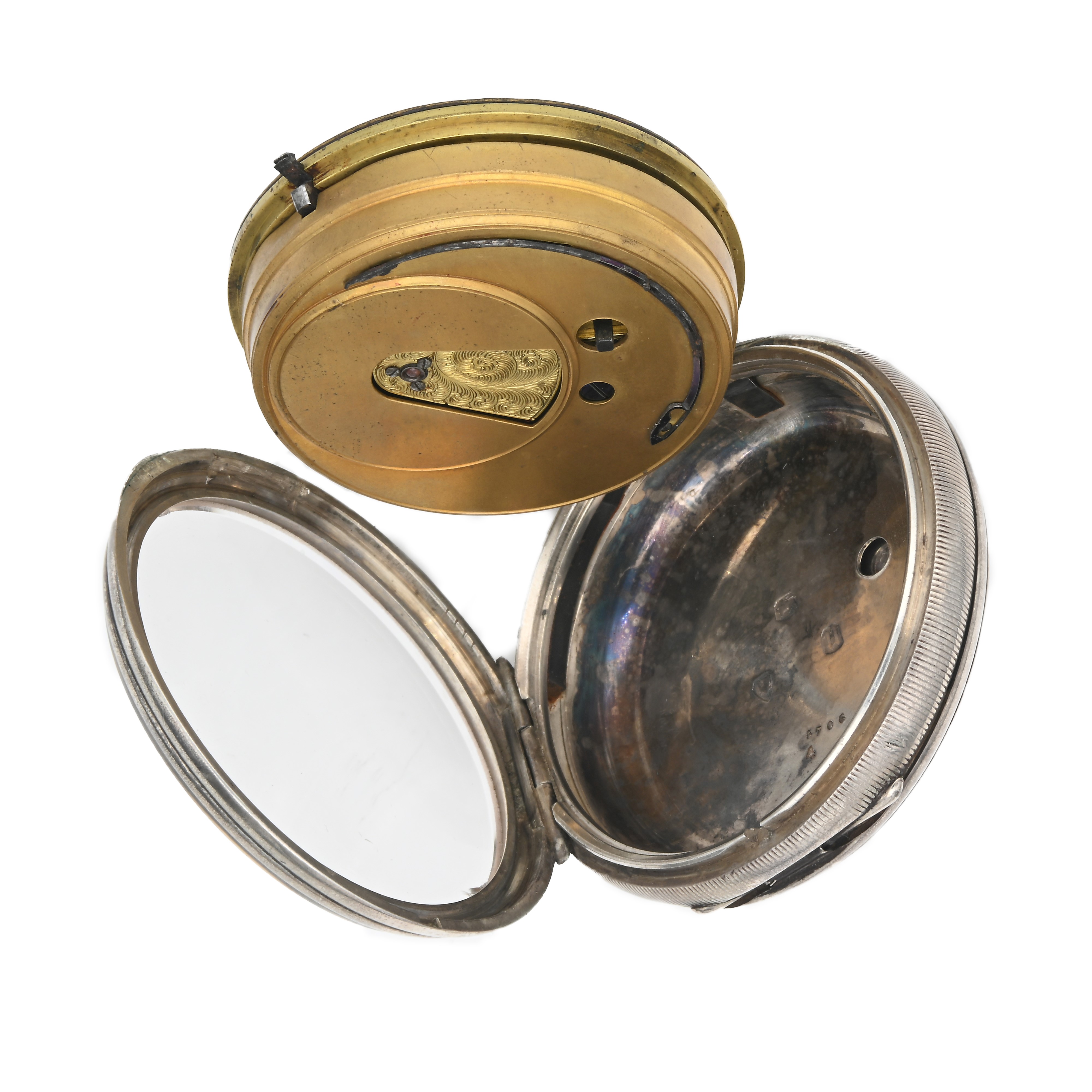 W. Potts & Sons Leeds - Orologio da tasca con carica a chiavetta da uomo in argento con punzoni L...