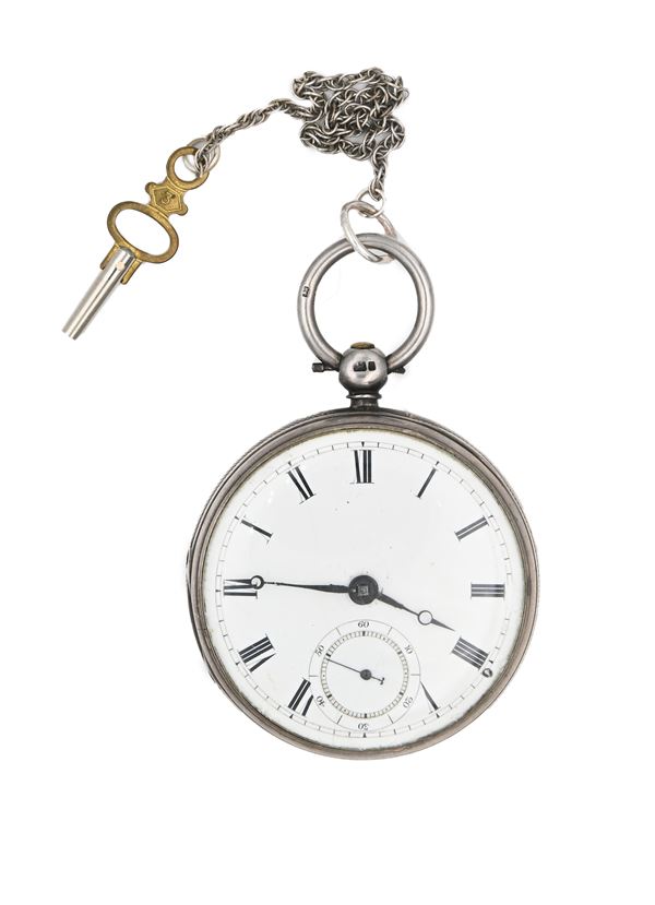 G. Buchanan Glasgow - Orologio da tasca con carica a chiavetta da uomo in argento con punzoni Londra 1865. Meccanica a conoide, scappamento ad ancora con bilanciere monometallico e spirale piana