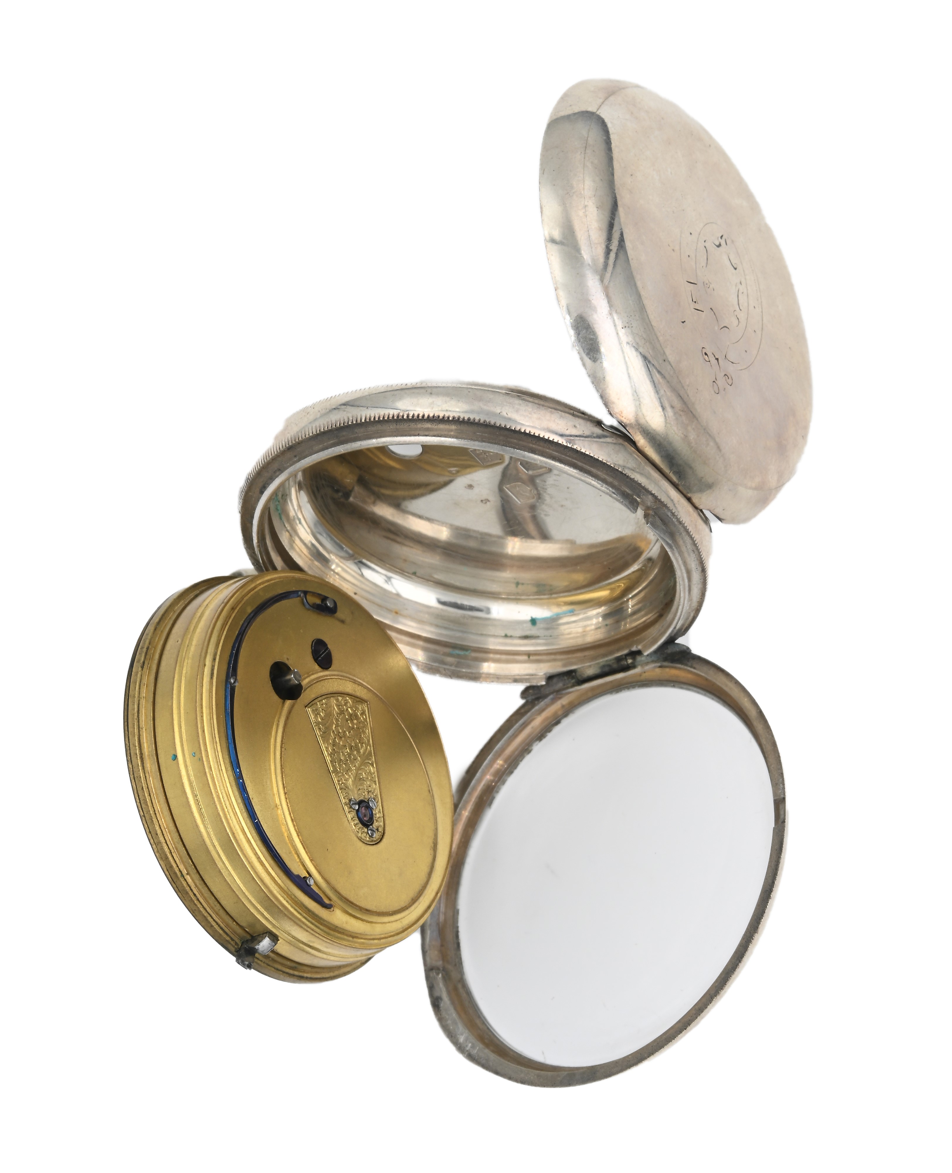 Orologio da tasca da uomo in argento con carica a chiavetta con punzoni Chester 1876. Meccanica a...