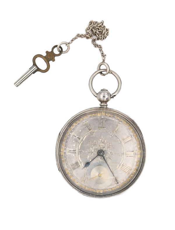 Posh Dotter & Co Brynmawr - Orologio da tasca a chiavetta da uomo in argento con cassa incisa con monogtamma con punzoni Londra 1857. Quadrante in argento, scappamento a conoide, bilanciere anulare con spirale piana