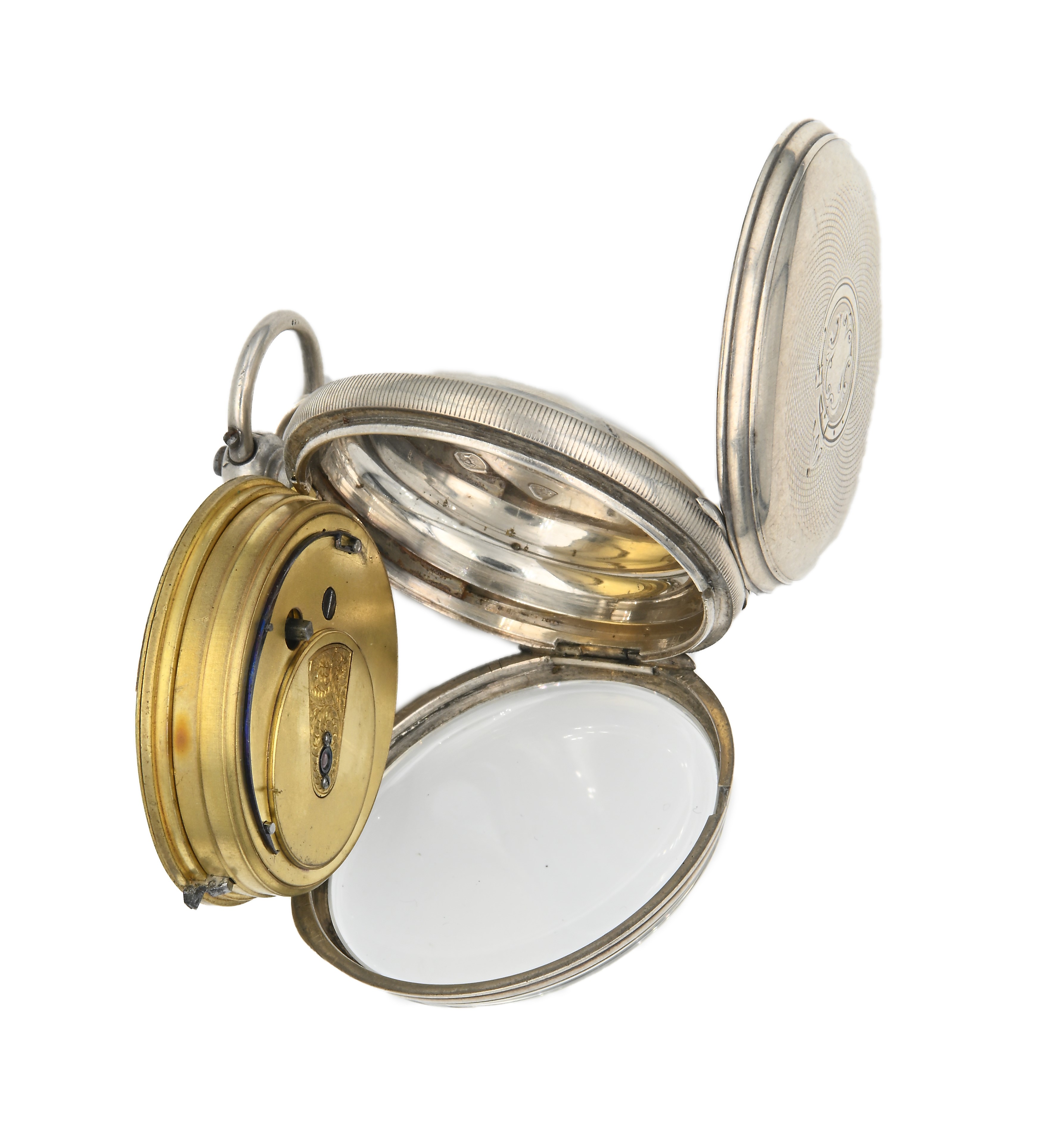 Orologio da tasca a chiavetta da uomo in argento con punzoni Londra 1879. Meccanica a conoide con...