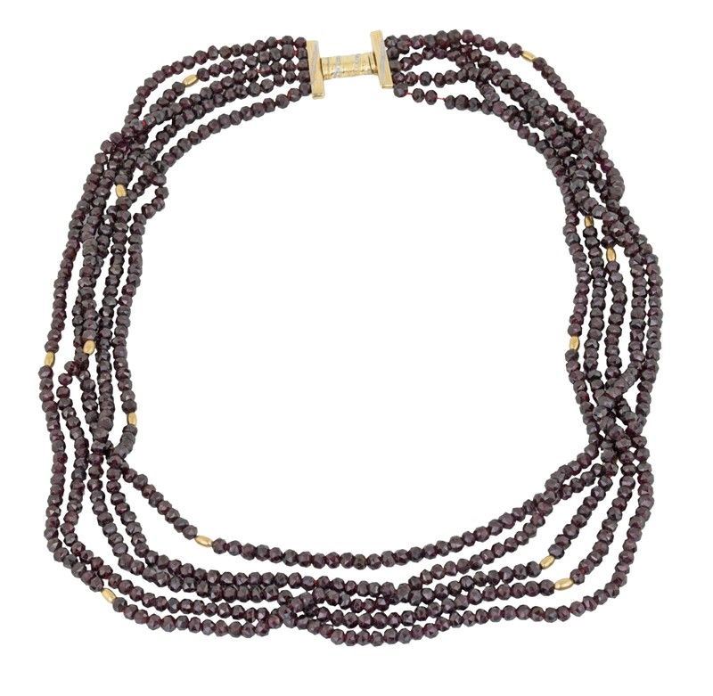 Collana con Cinque Fili di Granato