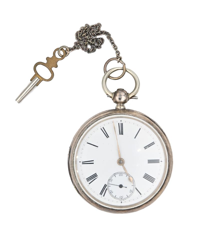 Orologio da Tasca a Chiavetta da Uomo in Argento con Punzoni Londra 1876. Meccanica a Conoide con...